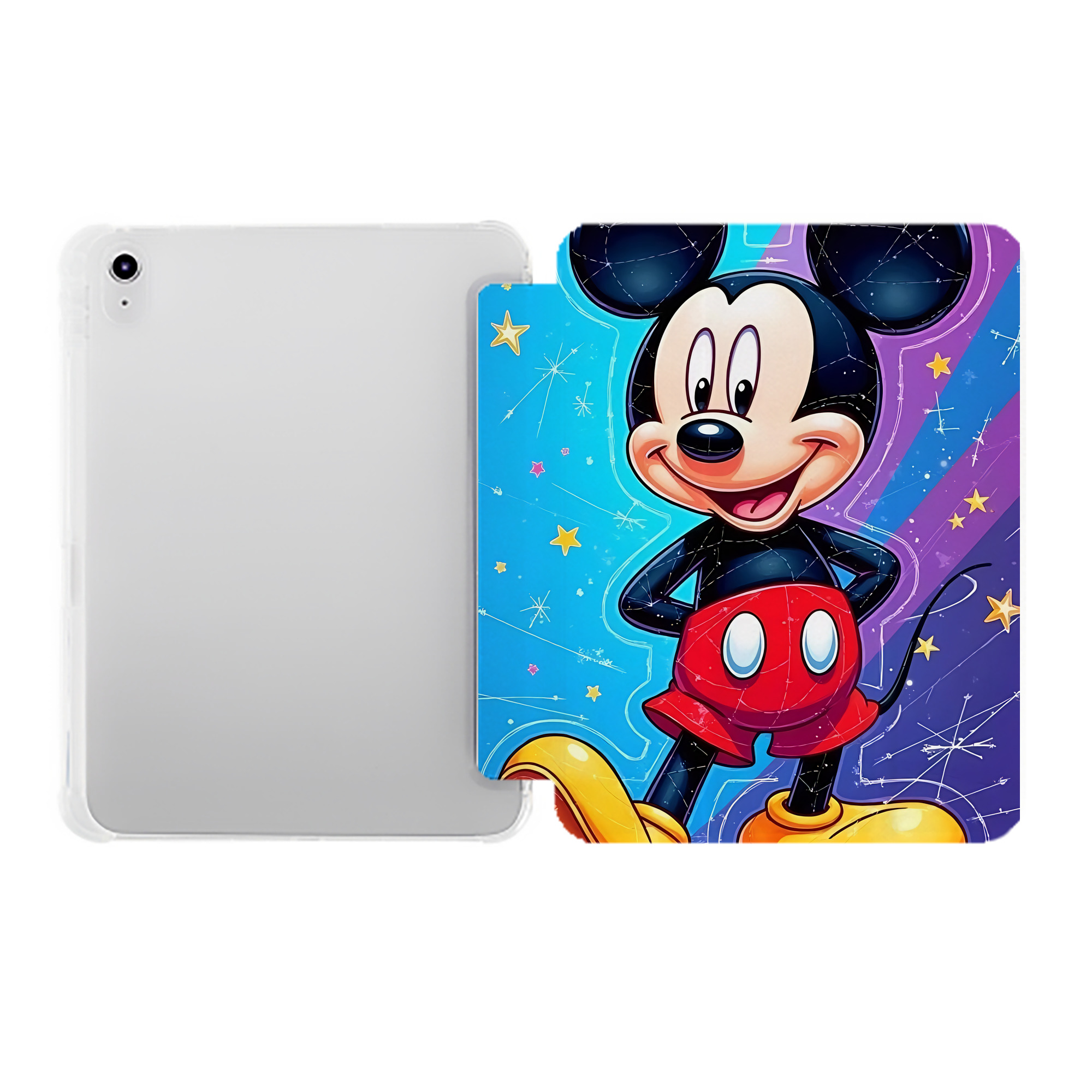 （画像用） ミッキーマウス Mickey Mouse IPad ケース ペン収納付き 三つ折りスタンド PUレザー×シリコン 対応機種9.5/10.5/10.9インチ